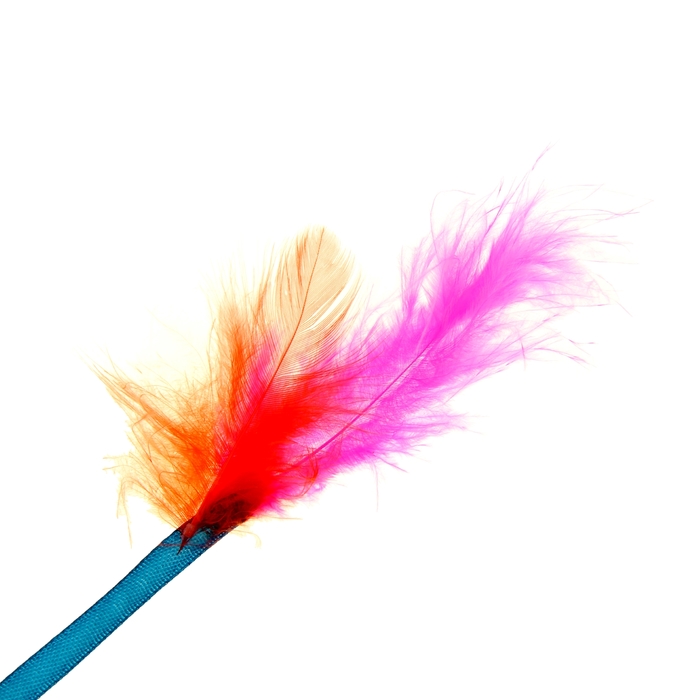 Дразнилка-удочка с пером, 39 см, микс цветов