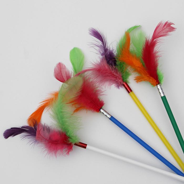 Дразнилка с пером, 39 см, микс цветов