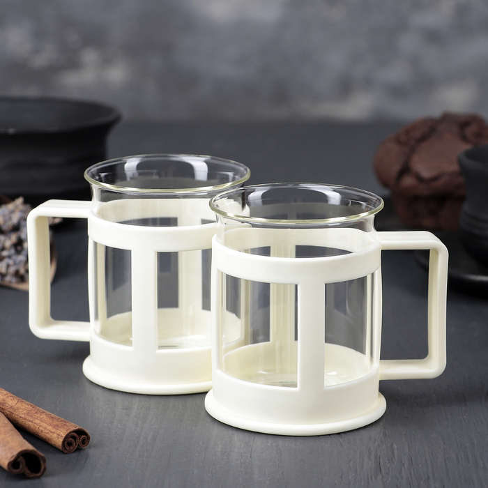 Набор кружек 200 мл "Классика", 2 шт, цвет молочный