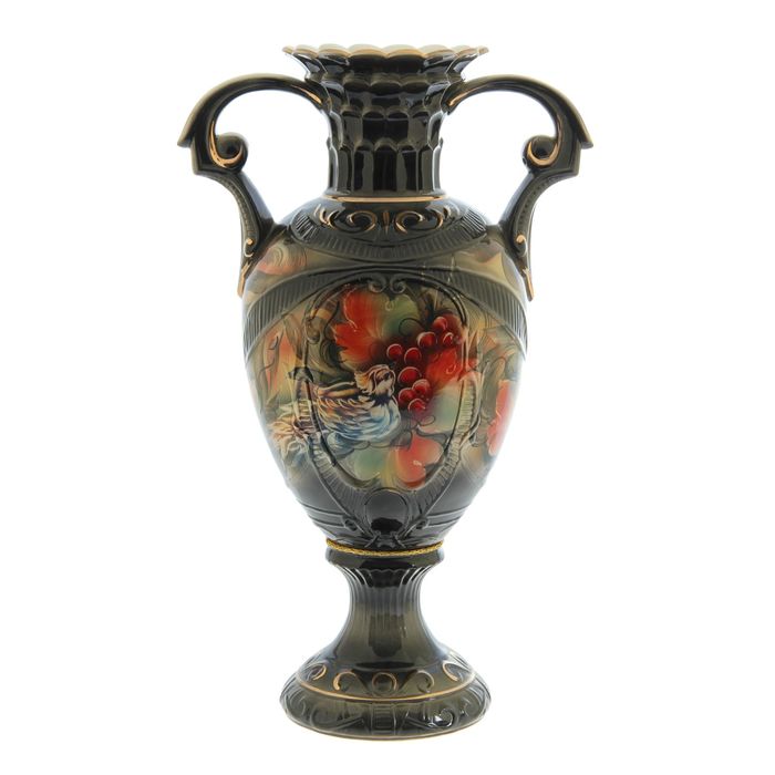 Ваза напольная форма "Каскад" Птица, черная