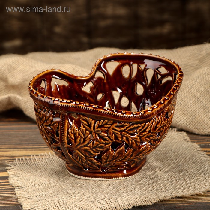 

Конфетница "Плющ", коричневая, керамика, 10 см