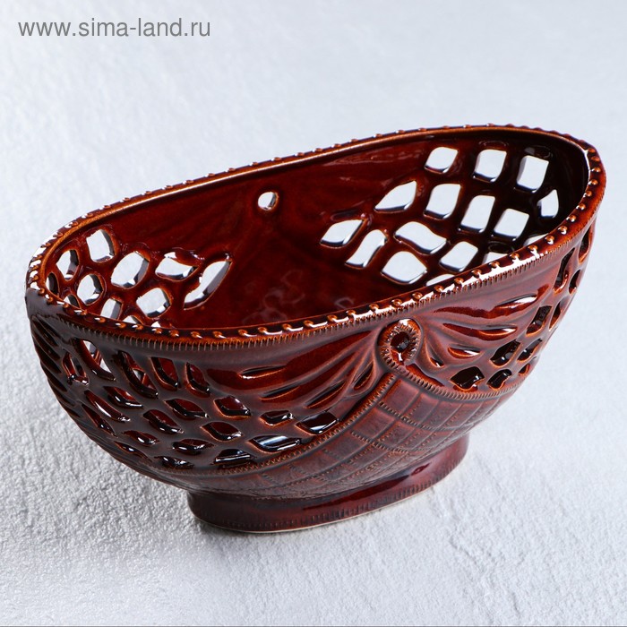 

Конфетница "Веер", резка, коричневая, керамика, 12 см