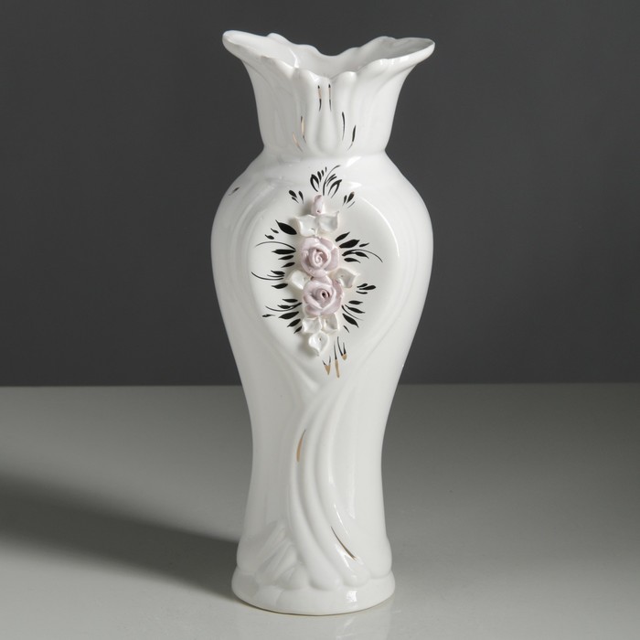 Ваза "Диана" малая, белая, золото, лепка