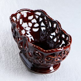 

Конфетница "Ажур", коричневая, резка, керамика, 11 см