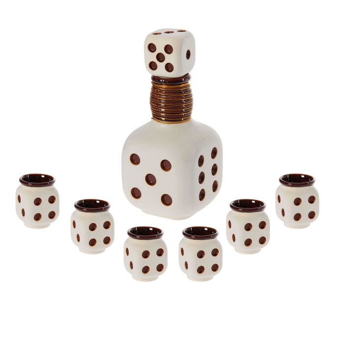 Штоф с рюмками "Кубик" шамот, 7 предметов, 0,6 л