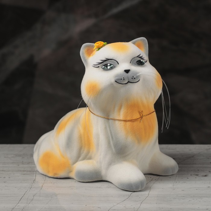 Копилка "Пушистик" малая, флок, белая