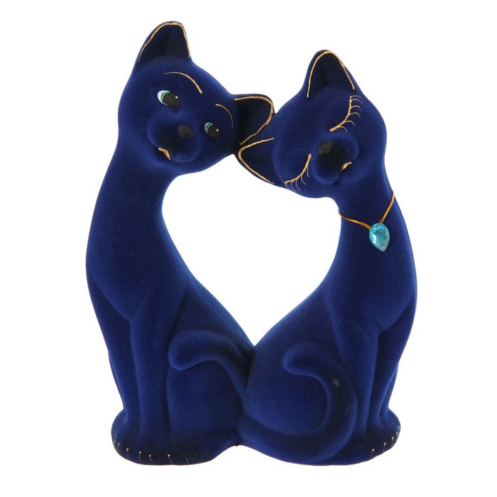 Копилка "Влюбленная пара" большая, флок, синяя