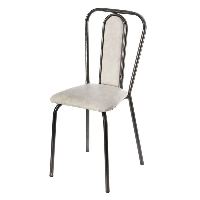 Стул "Трапеция", с серебряным покрытием ножек, цвет белый мрамор