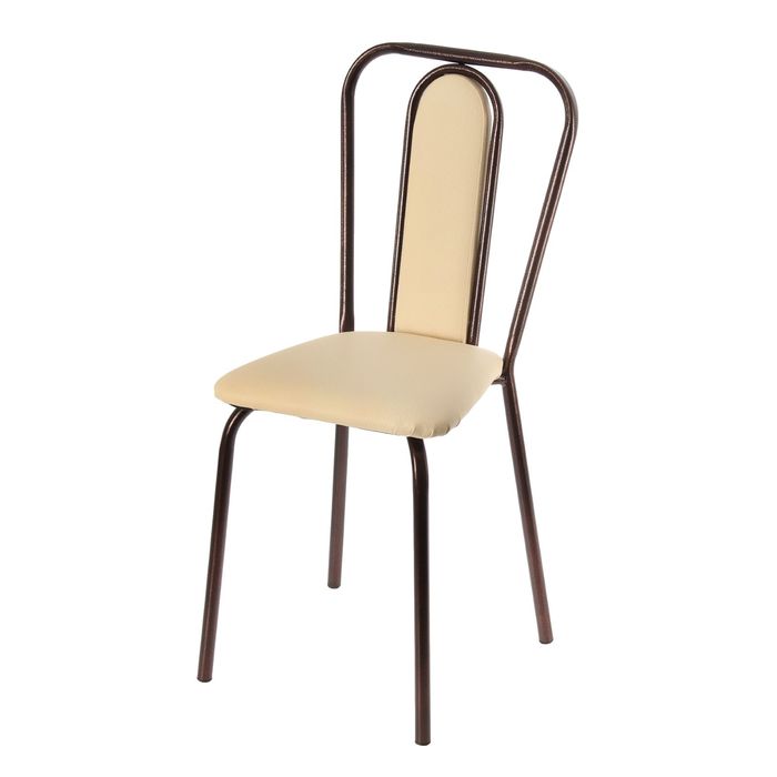 Стул "Трапеция" с медным покрытием ножек, цвет ваниль