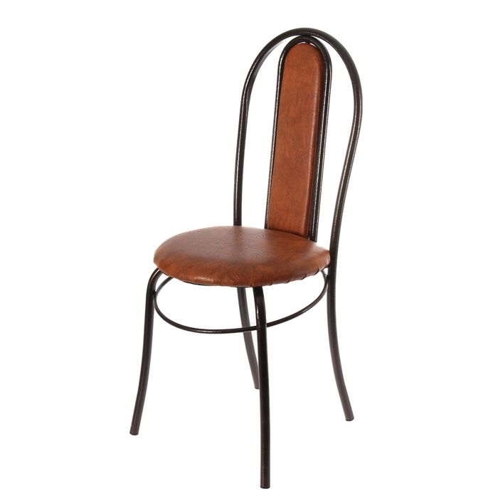 Стул "Венский" с мягкой спинкой, с медным покрытием ножек, цвет рыжекоричневый