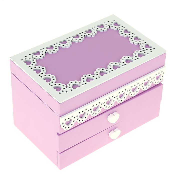 Шкатулка "Фиолетовая с узором из сердец"