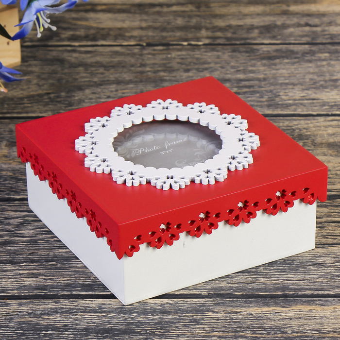 Шкатулка с фоторамкой 7,6х7,6 см "Контраст"