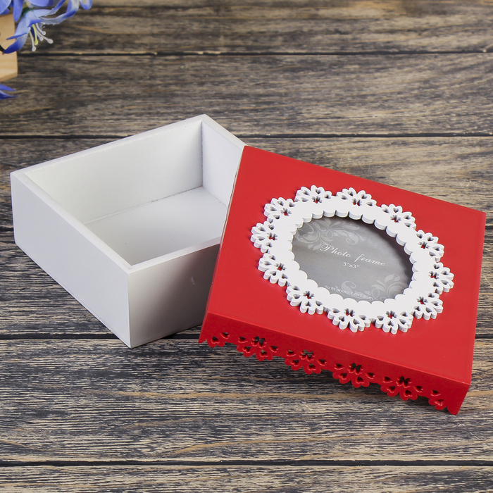 Шкатулка с фоторамкой 7,6х7,6 см "Контраст"