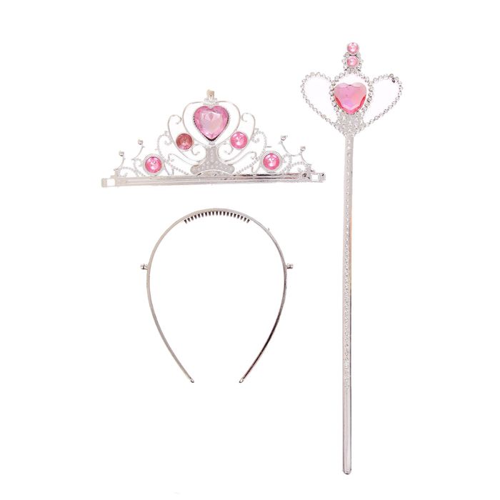 Карнавальный набор "Принцесса", 2 предмета: корона, жезл, цвета МИКС