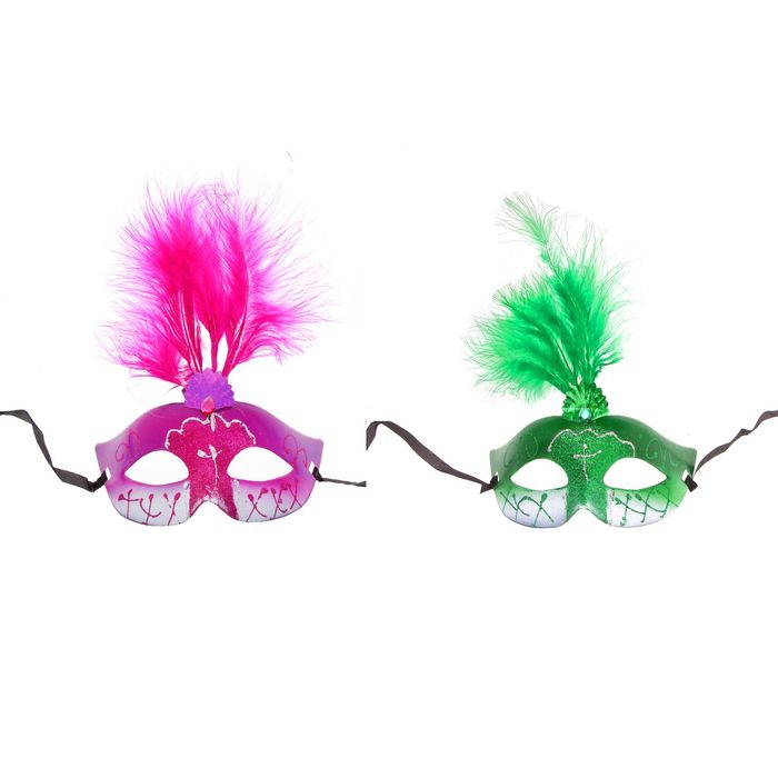 Карнавальная маска "Северное сияние" с перьями, цвета МИКС