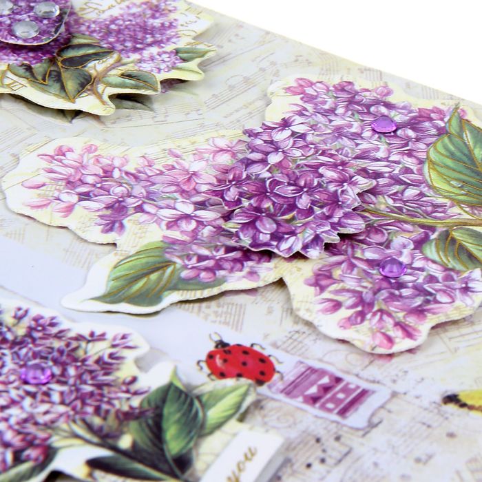 Наклейка для декора 3D "Букет сирени" с клейкой лентой