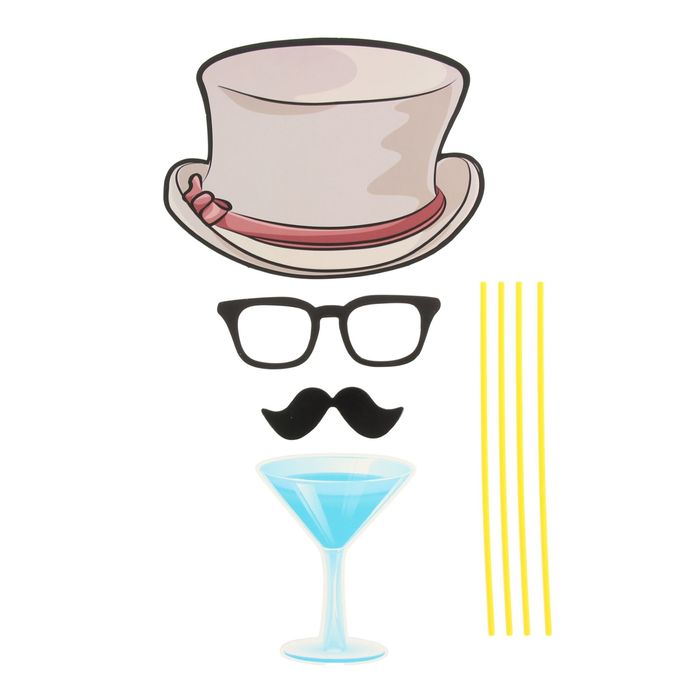 Карнавальный набор для фотосессии "Господин", 4 предмета: шляпа, очки, усы, бокал