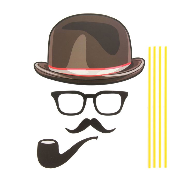 Карнавальный набор для фотосессии "Джентльмен", 4 предмета: шляпа, очки, усы, трубка