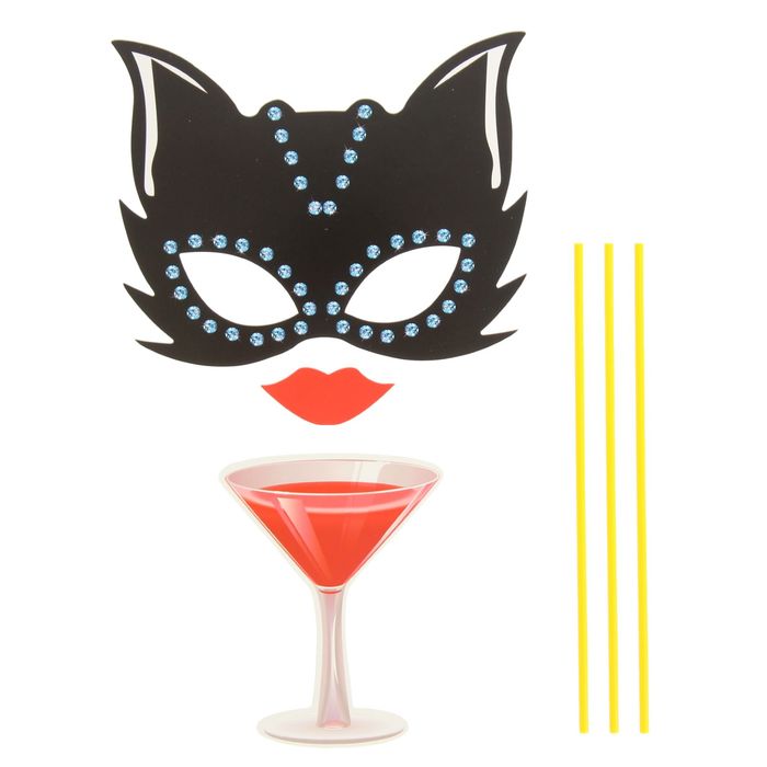 Карнавальный набор для фотосессии "Проказница", 3 предмета: маска, губы, бокал