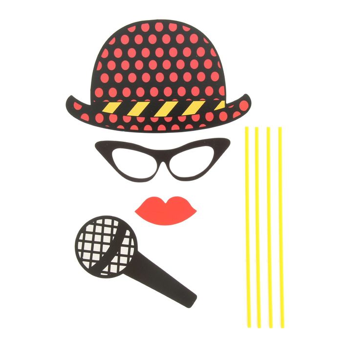 Карнавальный набор для фотосессии "Солист", 4 предмета: шляпа, очки, губы, микрофон