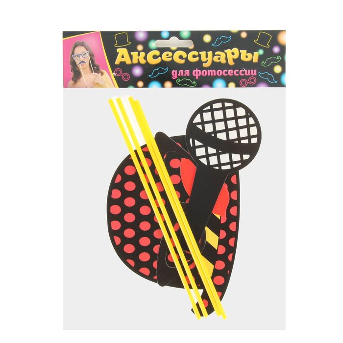 Карнавальный набор для фотосессии "Солист", 4 предмета: шляпа, очки, губы, микрофон