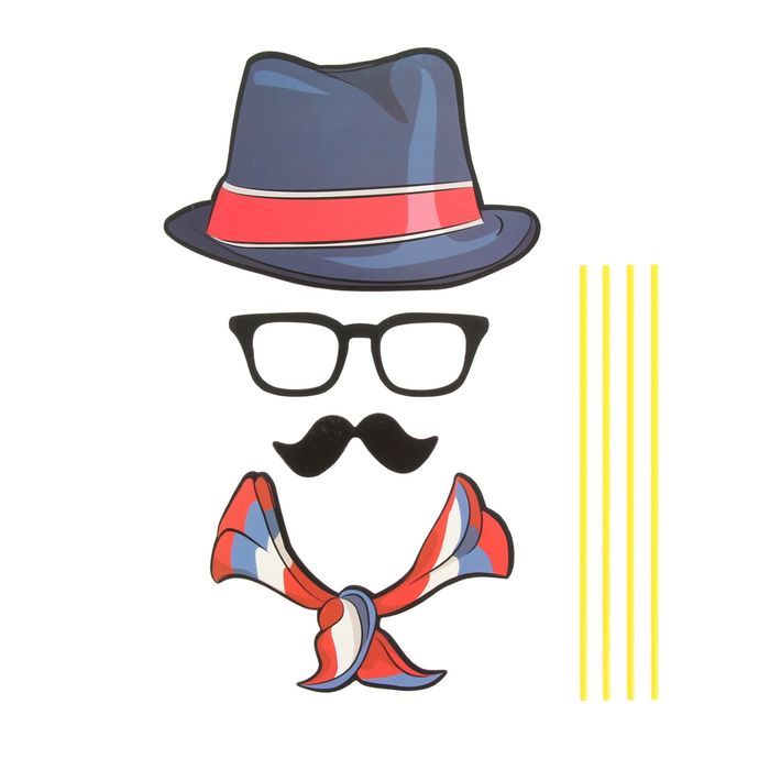 Карнавальный набор для фотосессии "Франт", 4 предмета: шляпа, очки, усы, шарф