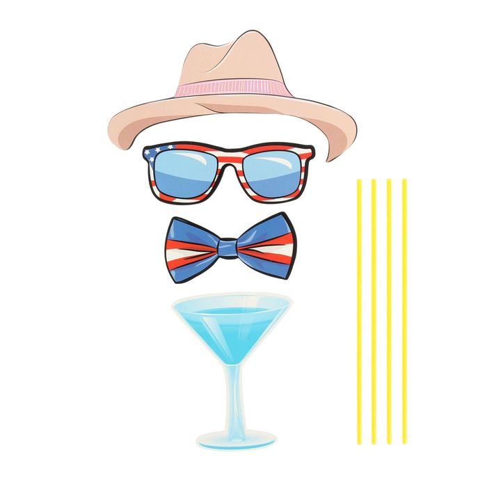 Карнавальный набор для фотосессии "Щеголь", 4 предмета: шляпа, очки, бабочка, бокал