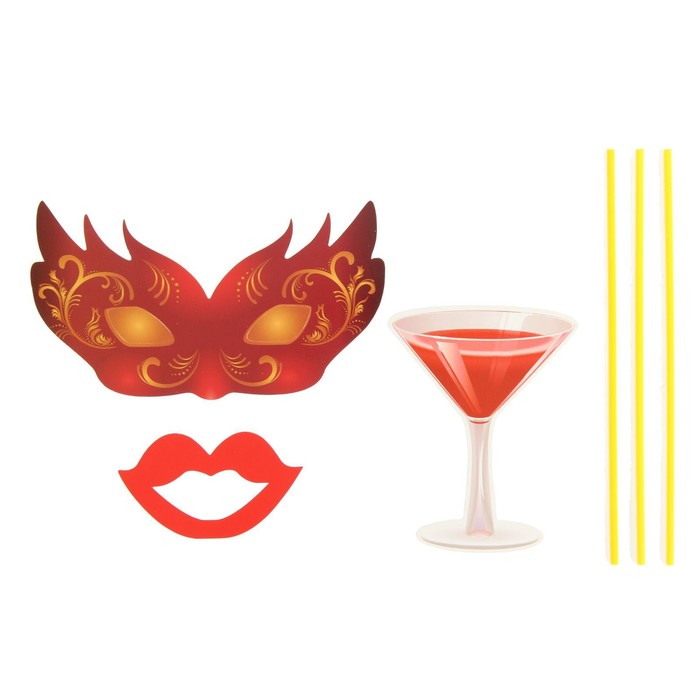 Карнавальный набор для фотосессии "Озорница", 3 предмета: маска, губы, бокал