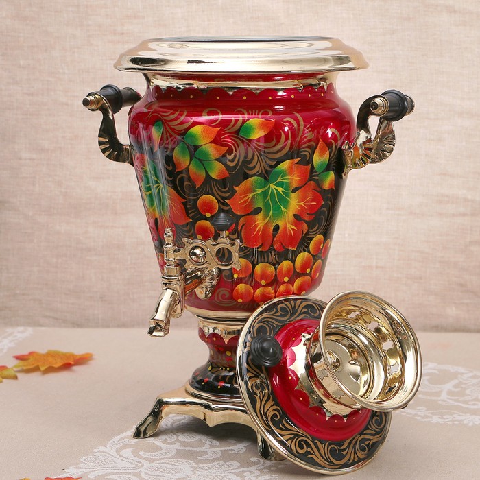 Набор «Осень», рюмка, 3 предмета, самовар 3 л, заварочный чайник 0,7 л, поднос