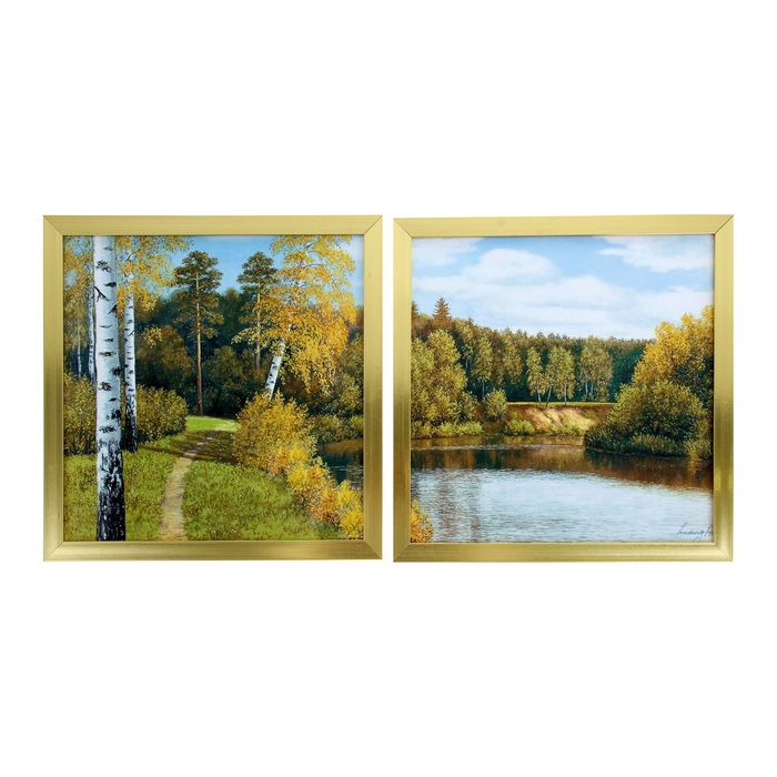 Модульная картина в раме "Прогулка на природе" рама микс