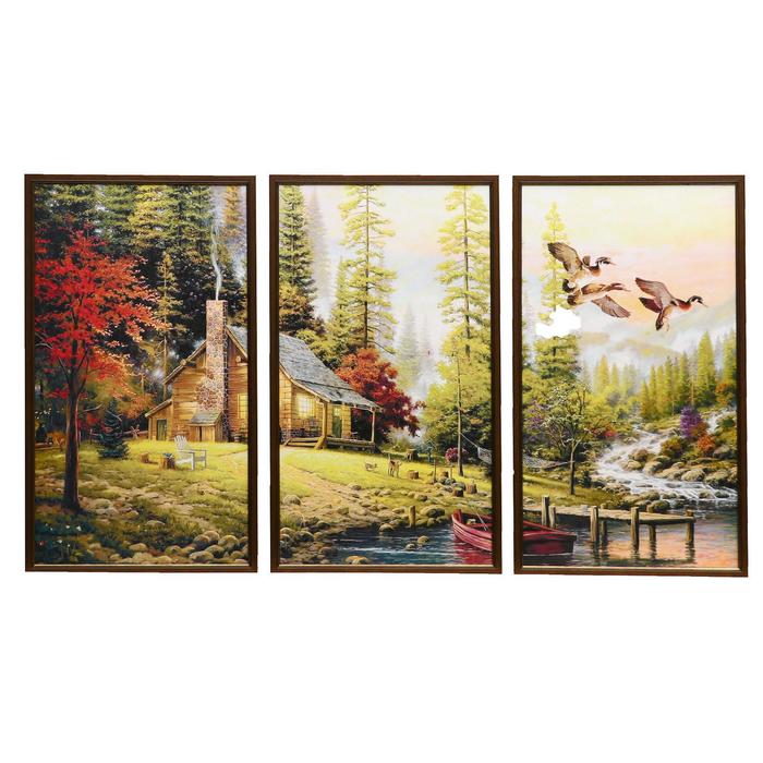 Модульная картина в раме "Вечер на севере", 60×100, рама микс