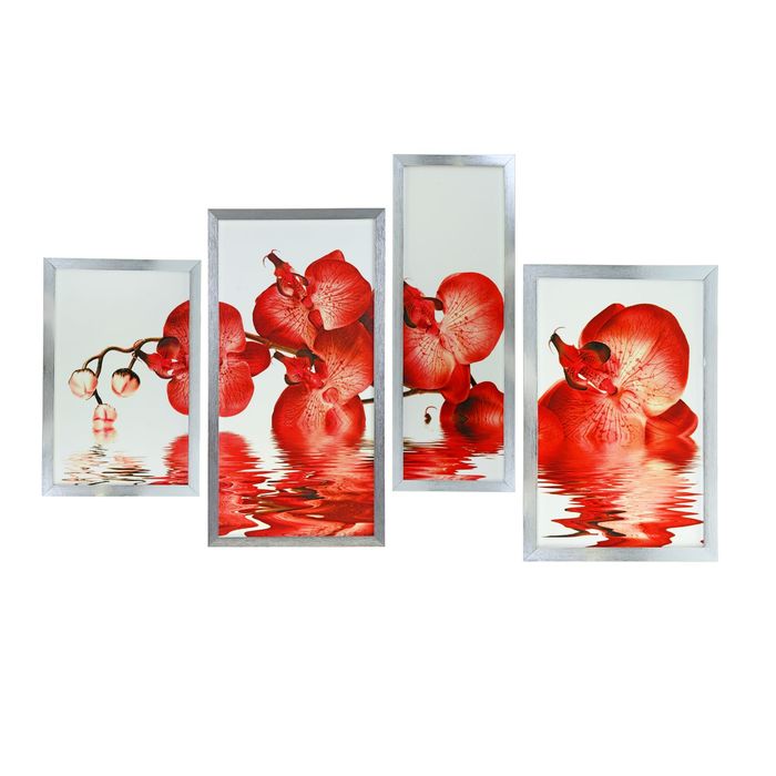 Модульная картина в раме "Красная орхидея"