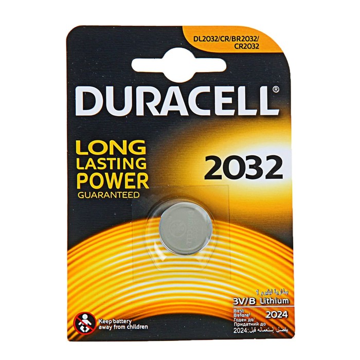 Батарейка литиевая Duracell, CR2032-1BL, блистер, 1 шт.