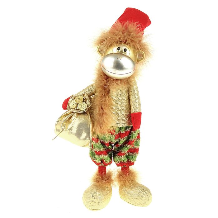 Сувенир "Обезьянка Пушок с мешком монеток" золотистый