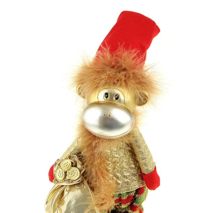 Сувенир "Обезьянка Пушок с мешком монеток" золотистый