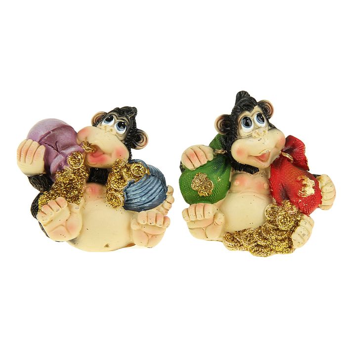 Сувенир "Славная обезьянка с мешками золота" МИКС