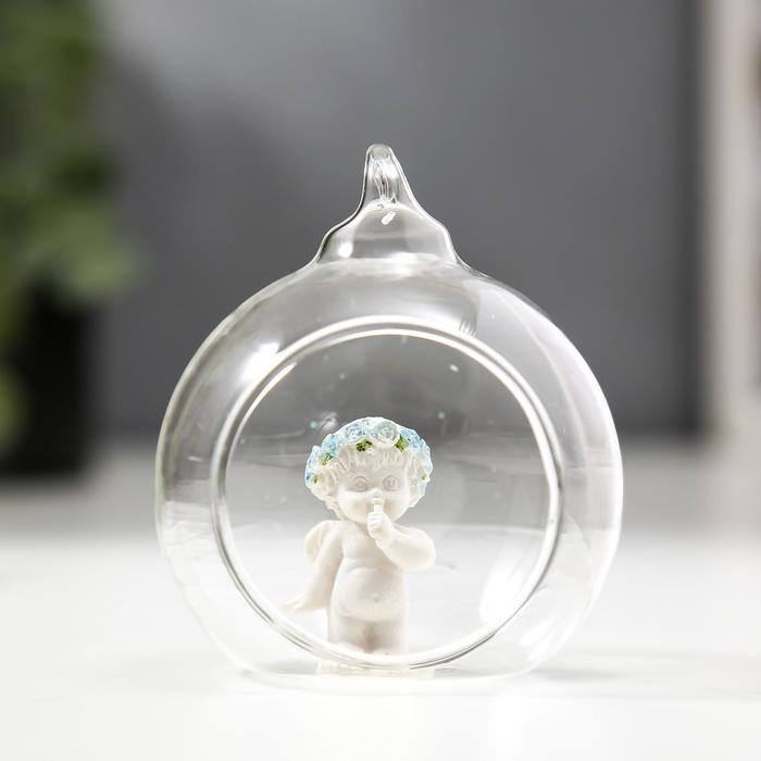 Сувенир "Ангелок в шаре" голубой веночек, МИКС