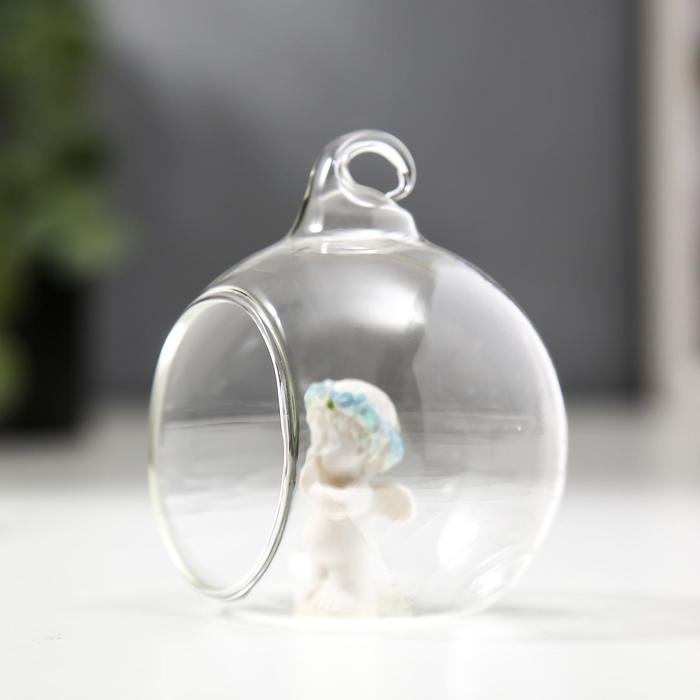 Сувенир "Ангелок в шаре" голубой веночек, МИКС