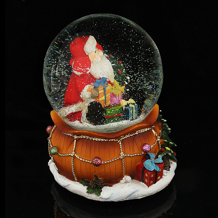 Сувенир снежный шар "Дед Мороз в шапке-ушанке" музыкальный, механический