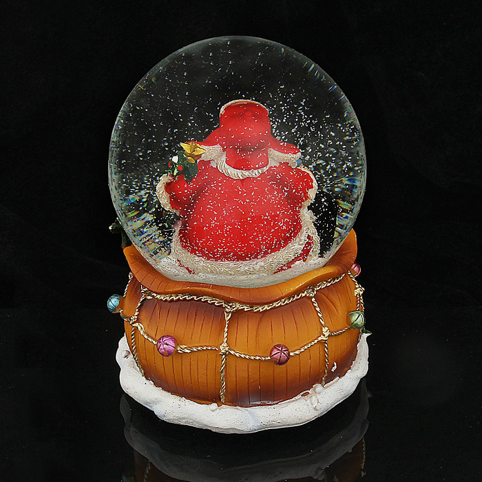 Сувенир снежный шар "Дед Мороз в шапке-ушанке" музыкальный, механический