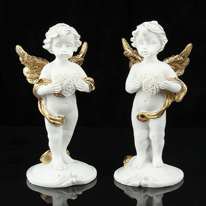 Сувенир "Ангелок с сердцем" золотистый, МИКС