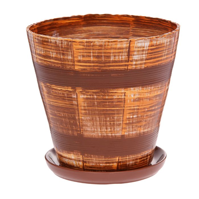 Кашпо "Мари" коричневое, тёмные полосы 6,9 л