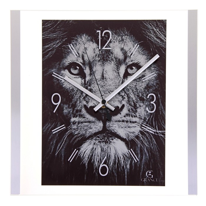 Часы настенные интерьерные стеклянные "Grance" лев