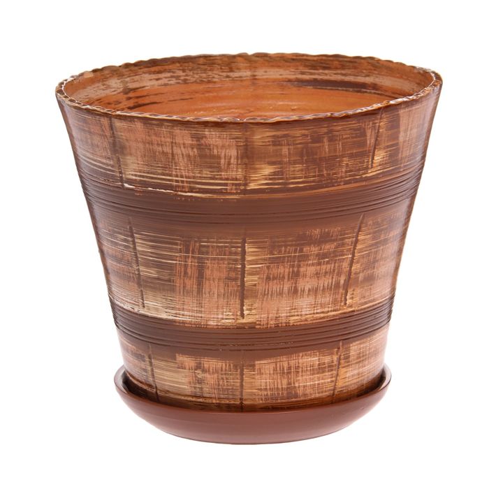 Кашпо "Мари" коричневое, тёмные полосы 3,6 л