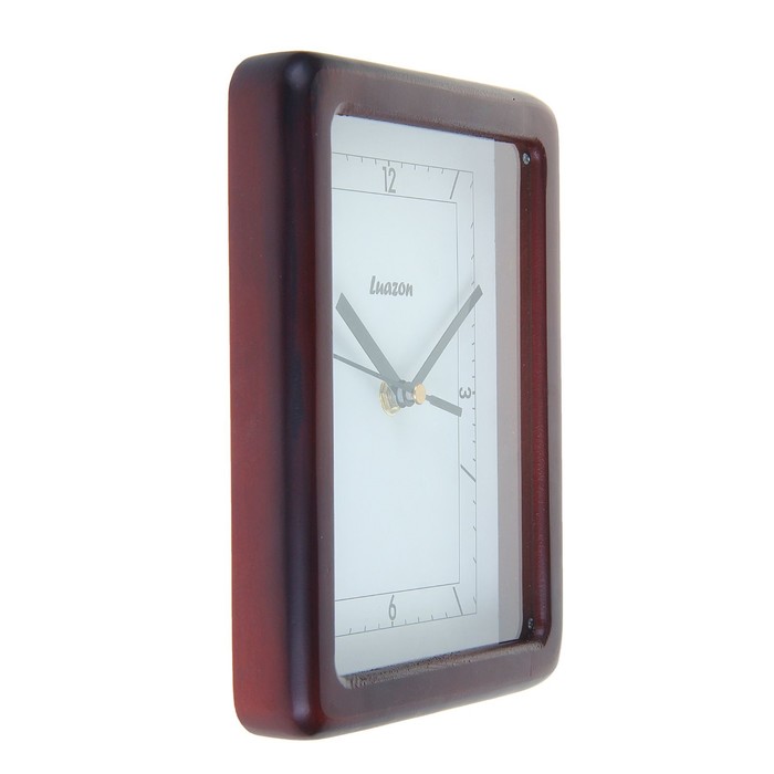 Часы настенные прямоугольные "Хэлен", циферблат белый, рама коричневая