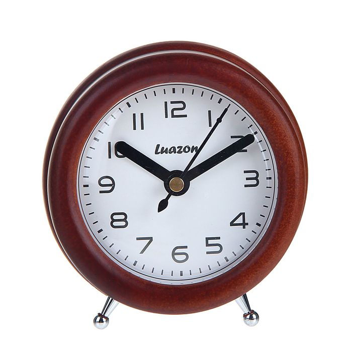 Часы настольные серии Дерево. Круг на ножках темный d=10см сосна