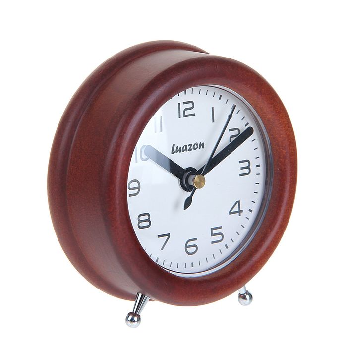 Часы настольные серии Дерево. Круг на ножках темный d=10см сосна