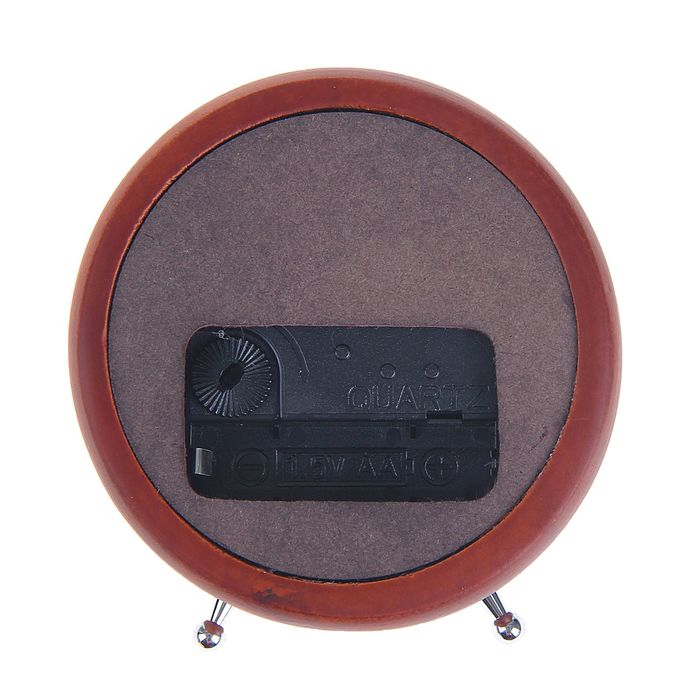 Часы настольные серии Дерево. Круг на ножках темный d=10см сосна