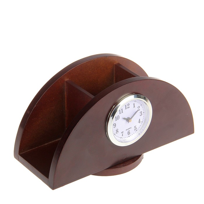 Набор настольный «Красное дерево»: часы, фоторамка, подставки для ручек