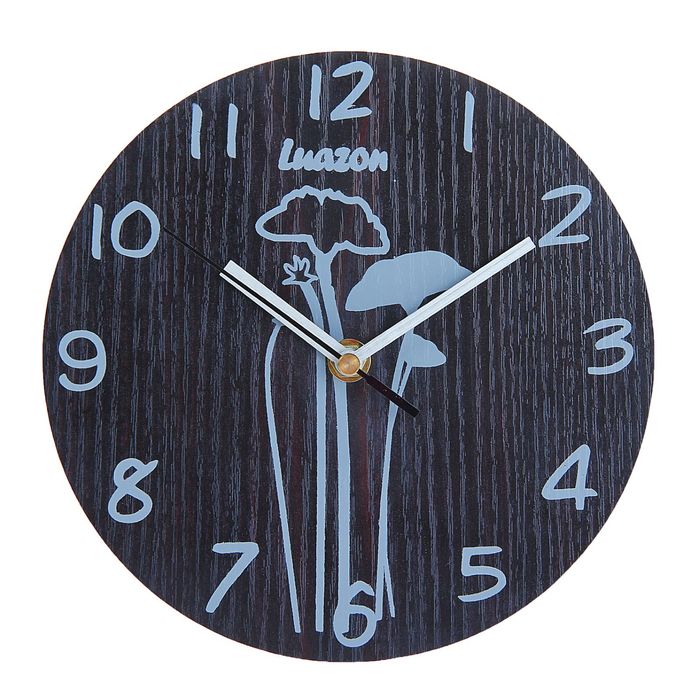 Часы настенные круглые "Очертания цветов", d=20,5 см, циферблат под тёмное дерево, без рамы